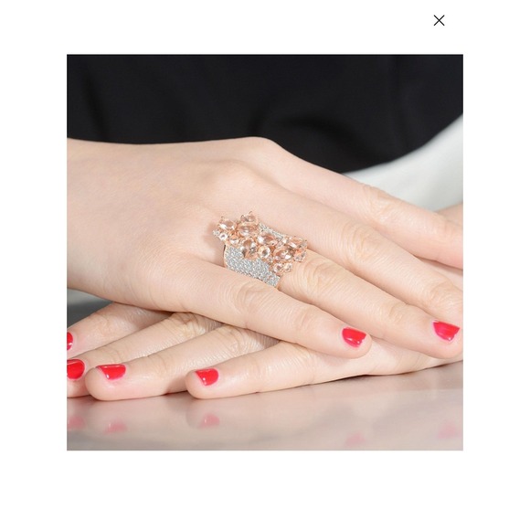 Genevive Jewelry - 18K Rose Gold Plated Blush-Pink CZ Wide Band Ring